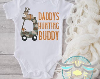 thumbnail image 2 of Cute & Funny Daddy's New Hunting Buddy Baby Bodysuit - Eco-Friendly Printed One-Piece Outfit 2 of 10