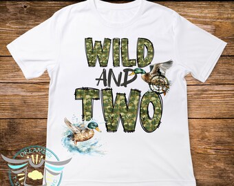 Wild And Two Duck Shirt, Second Birthday Shirt, Duck Hunting Birthday Shirt, Camo Boys Shirt, Country Boy Shirt, Duck Hunting Themed Party