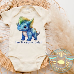 Dinosaur Baby Onesie® I'm Tricera-tot Cute, Dinosaur, Dino, Triceratops, Baby Shower Gift, Cute Baby Clothes, Natural, Bodysuit, Trending