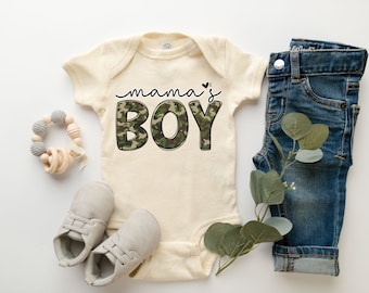 Mama's Boy Baby Onesie® Camo, Cute Baby Boy Onesie® Newborn, Baby Apparel, Baby Gender, Baby Announcement, Gender Reveal, Cute, Trendy