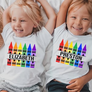 Personalized School Shirt, Crayon Shirt, Back To School, First Day Of School, Custom School Shirt, First Day Of School, Names