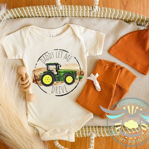 Tractor Baby Onesie® Daddy Let Me Drive, Farming Baby Outfit, Future Farmer, Daddy&#39;s Buddy, Green Tractors, Daddy&#39;s Boy, Cute Tractor Outfit