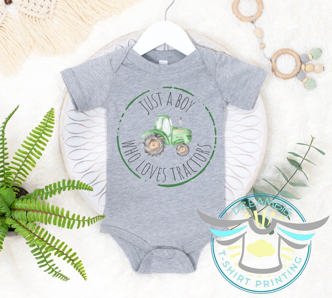 Just A Boy Who Loves Tractors Baby Onesie® Farm Tractor Etsy