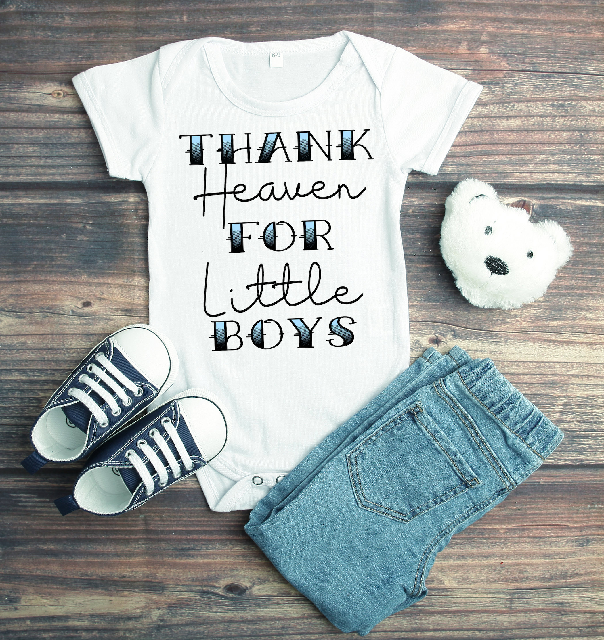 Thank Heaven For Little Boys Baby Bodysuit Thank Heaven For Little Boys Baby Bodysuit