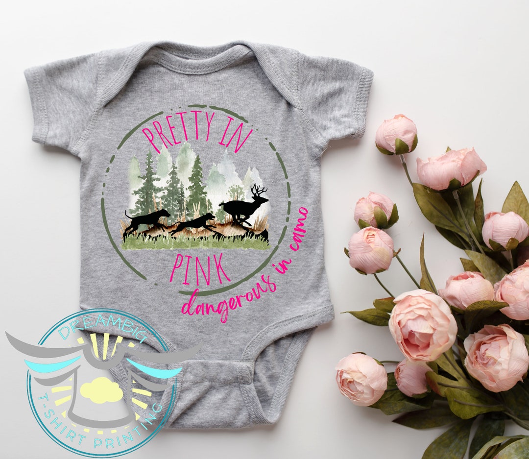 Deer Hunting Onesies® Pretty in Pink Dangerous in Camo Onesies® Deer Season, Country Girl, Pink