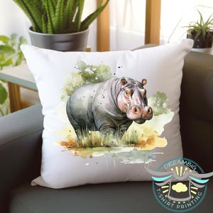 Hippopotamus Throw Pillow, Safari Theme Bedroom, Jungle Theme, Hippo, Zoo Animals, African Safari Animals, Home Decor, Housewarming Gift