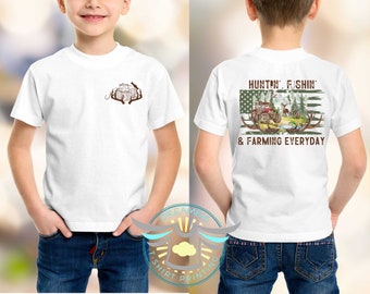 Farm Shirt, Huntin, Fishin & Farming Everyday, Hunting Shirt, Fishing Shirt, Red Tractor, Farmer Shirt, Country Shirt, Youth Toddler Shirt