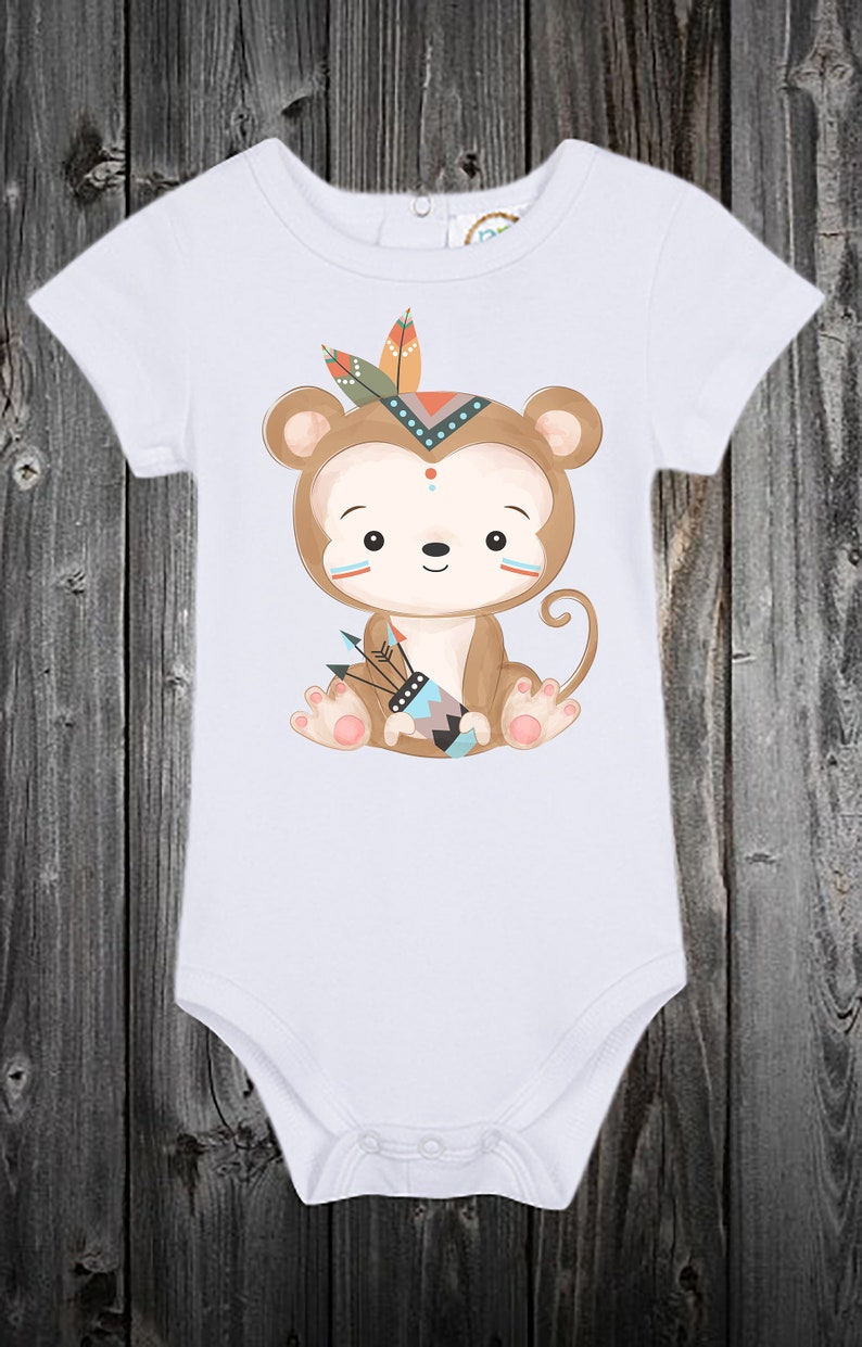 Newborn Baby Animal Onesies Bow And Arrows Baby Onesie Cute Baby Clothes Monkey Personalization Baby Gift Idea Baby Shower Gift Idea