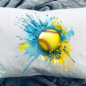 Softball Pillowcase, Personalization, Sports Decor, Softball Theme Bedroom Decor, Softball Team, Girls Softball Room, Kids Room Decor