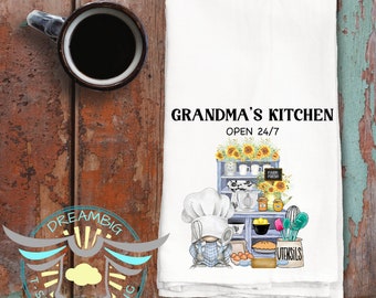 Grandma's Kitchen, Kitchen Towel, Tea Towel, Open 24/7, Farm Fresh, House Warming Gift, Cooking Towel, Gift Towels, Farm House, Gift Towels