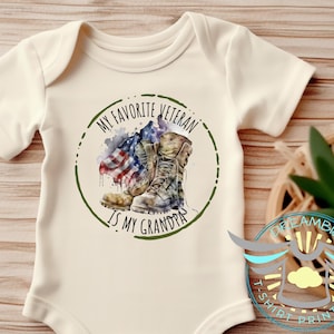 My Favorite Veteran Is My Grandpa Baby Onesie® Announcement, Grandparents, Military Family, Veteran's Day, Armed Forces, Military Kid