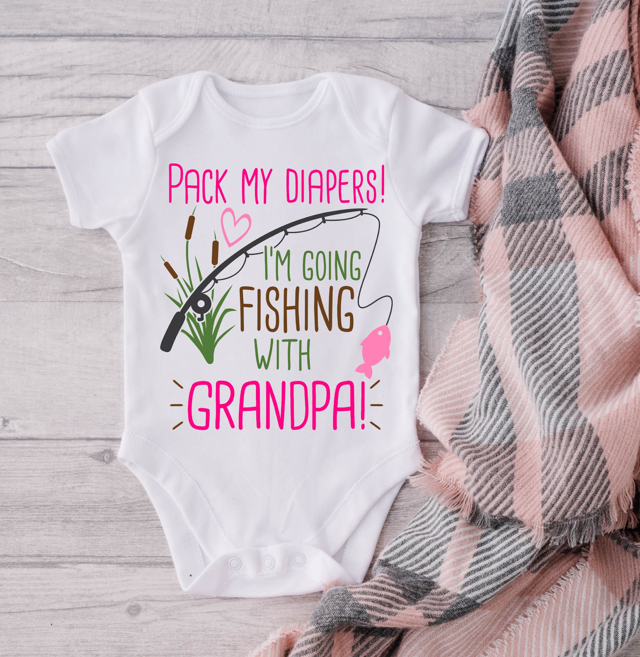 Grandpa's Fishing Buddy Baby Onesie® Pack My Diapers I'm Going Fishing With  Grandpa, Grandpa's Girl Baby Onesie® Gone Fishin', Grandpa Gifts