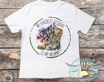 Mon vétéran préféré, c'est ma chemise de maman, Faire-part, Maman de militaire, Famille de militaires, Fête des anciens combattants, Forces armées, Military Kid, Drapeau Américain