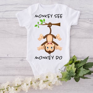 Monkey Baby Onesie® Monkey See Monkey Do Baby Onesie® Baby Shower, Cute Baby Onesie® Animals, Baby Boy, Baby Girl, Fun Baby Onesie®