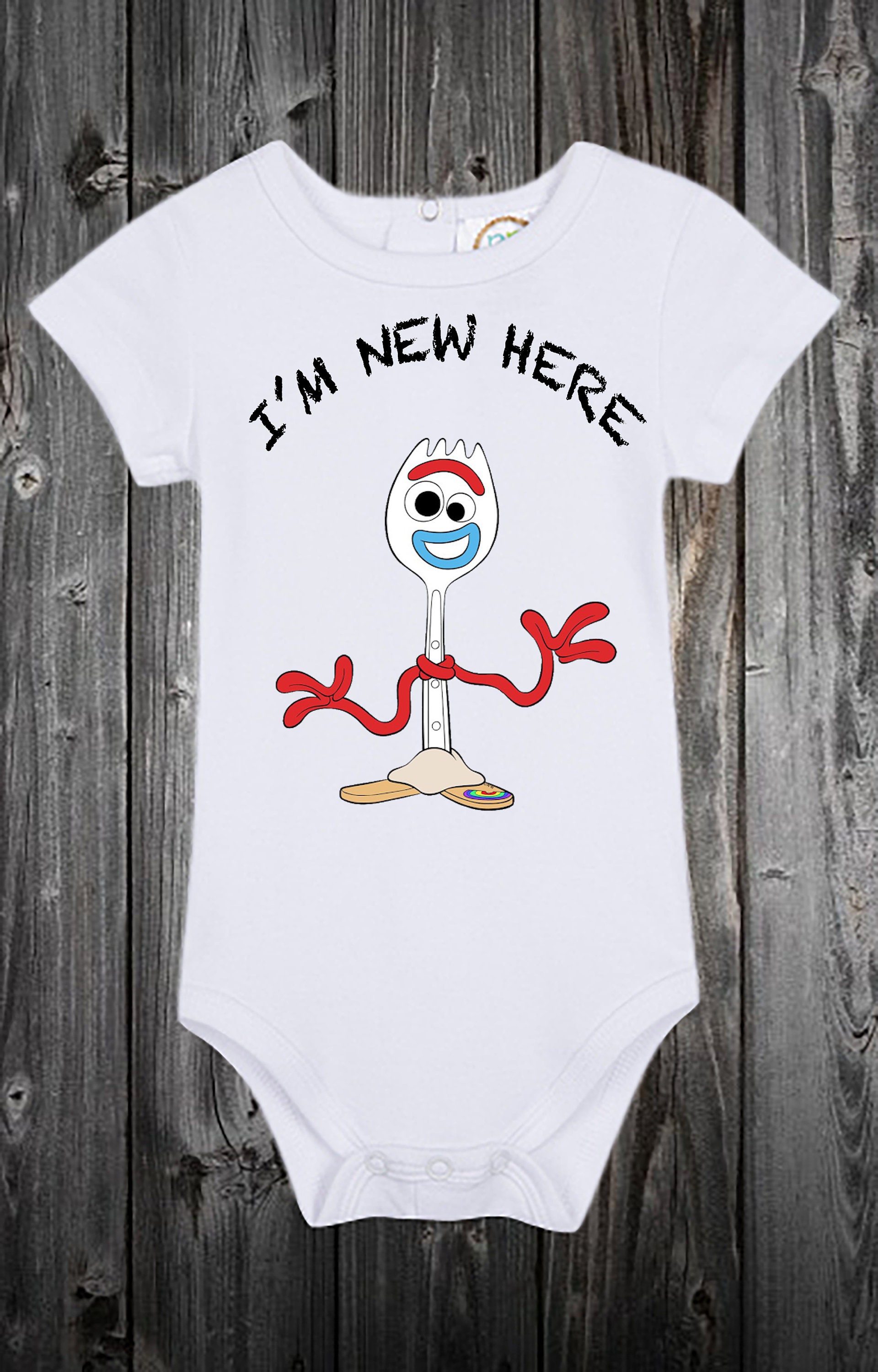 Baby Onesie Disney Toy Story Forky I'm New Here Baby Etsy