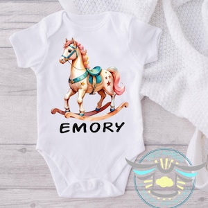 Personalized Rocking Horse Baby Onesie® Custom Cotton Outfit