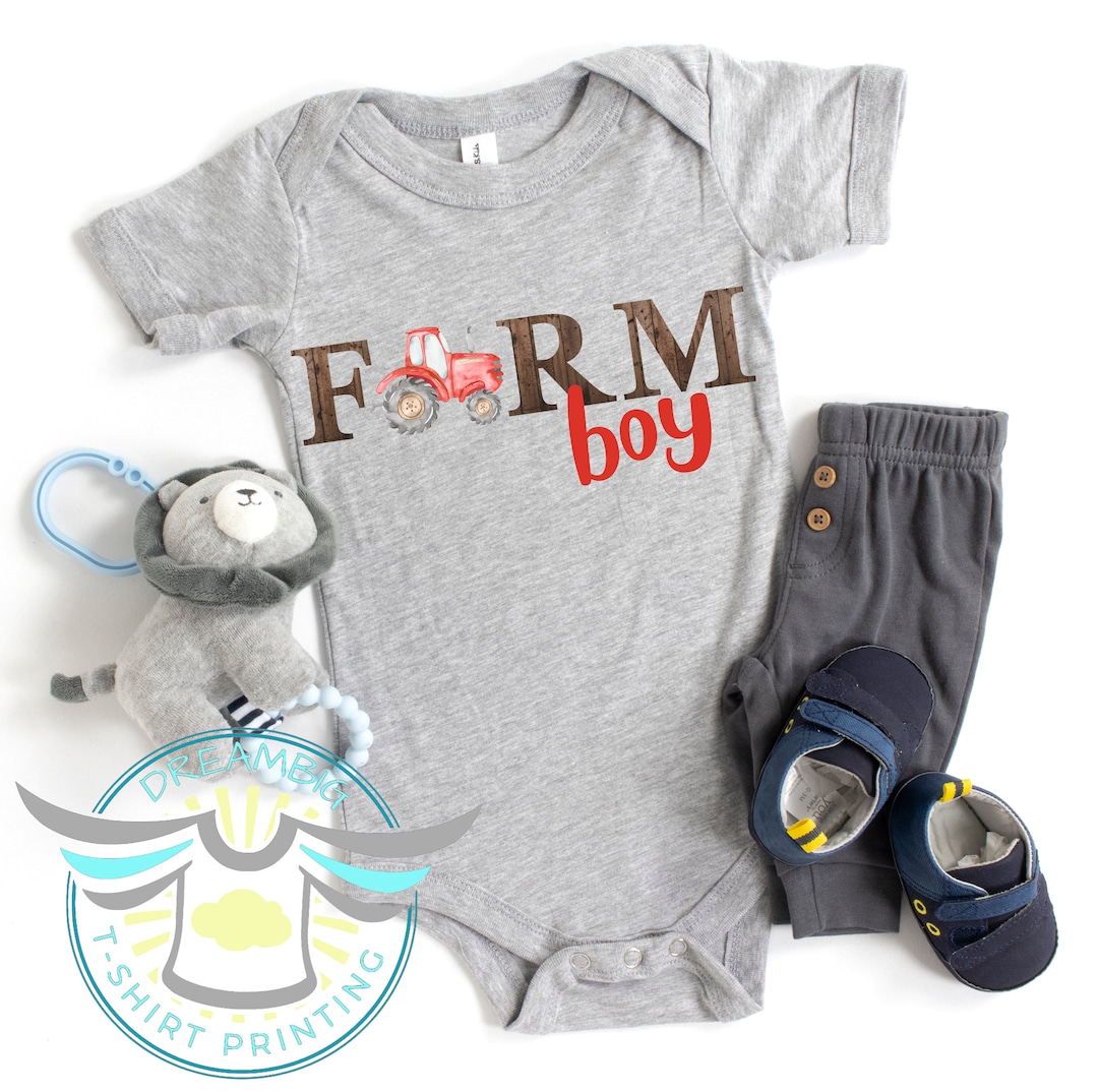 Farm Boy Baby Onesie® Just A Boy Who Loves Tractors Baby Onesie® Red