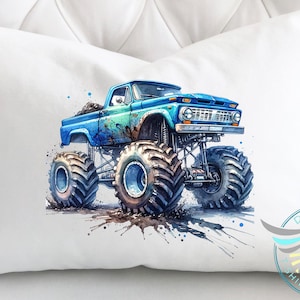 Monster Truck Pillowcase, Blue Monster Truck Pillowcase, Kids Name Pillowcase Cover, Truck Theme Children&#39;s Room Decor, Kids Birthday Gift