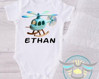 Personalized Helicopter Baby Onesie® Future Pilot, Helicopter Baby Outfit, Helicopter Themed Baby Onesie® Custom Baby Onesie® Baby Shower