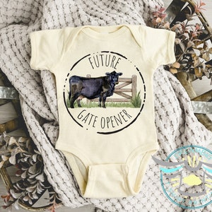 Future Gate Opener Baby Onesie® Cattle Farmer, Cattle Gate Opener, Hereford Cow, Pregnancy Reveal, Baby Announcement, First Baby Outfit