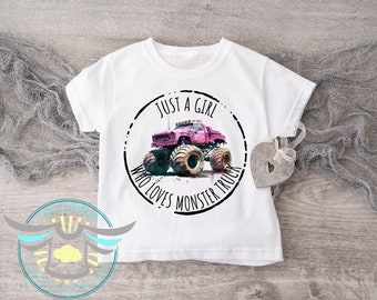 Monster Truck Shirt, Just A Girl Who Loves Monster Trucks, Kids Monster Truck, Girl Pink Monster Truck Shirt, Youth Toddler Shirt