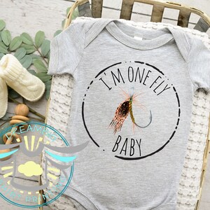 One Fly Baby Onesie® Fly Fishing Onesie® Nautical, Lake, Fishing Onesie® Biggest Catch, Gone Fishin', Cute Baby Onesie® Reel, Outdoors