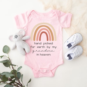 Grandma In Heaven Onesie® Hand Picked For Earth Baby Onesie® Hand Picked By My Grandma, Pink Premium Onesie®