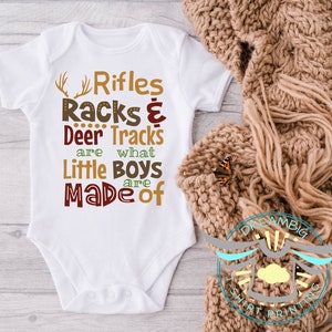 Deer Hunter Baby Onesie® Rifles Racks & Deer Tracks, Cute Boy Onesie® Deer Hunting, Future Hunter, Baby Shower Gift, Country Boy, Trendy