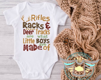 Deer Hunter Baby Onesie® Rifles Racks & Deer Tracks, Cute Boy Onesie® Deer Hunting, Future Hunter, Baby Shower Gift, Country Boy, Trendy