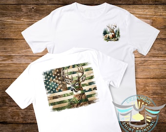 Deer Hunting Shirt, White Tail Deer, Patriotic Shirt, Hunting Apparel, Hunting Season, Camouflage Shirt, Deer Hunting Graphic Tees, Outdoors
