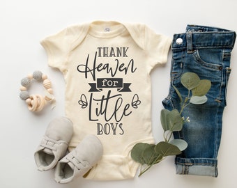 Thank Heaven For Little Boys Baby Onesie® Announcement, Gender Reveal, Cute Baby Boy Onesie® Baby Shower Gifts, Answered Prayers, Natural