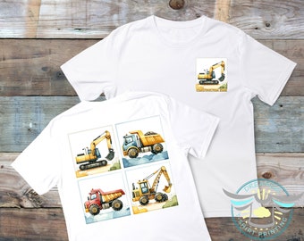Construction Zone Truck Shirt, Excavator, Bulldozer, Excavator, Dump Trucks, Construction Zone, Boys Truck Shirt, Variety Of Trucks