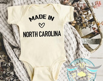 Made In North Carolina Baby Onesie® State Pride Outfit, Baby Announcement, Pregnancy Reveal, North Carolina Baby Cloth, Newborn First Outfit