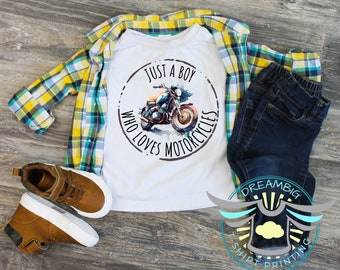 Motorcycle Shirt, Just A Boy Who Loves Motorcycles, Kids Motorcycle Shirt, Boys Motorcycle  Shirt, Youth Toddler Shirt Tees, Trending