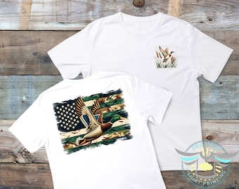 Mallard Duck Hunting Shirt: Patriotic Camo Graphic Tee