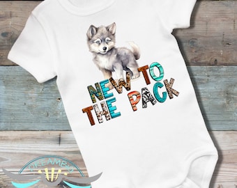 New To The Pack Baby Onesie® Wolf Pup, Birth Announcement, Gender Reveal, Cute Baby Onesie® Newborn, Wolf Onesie® Bodysuit, Trendy, White