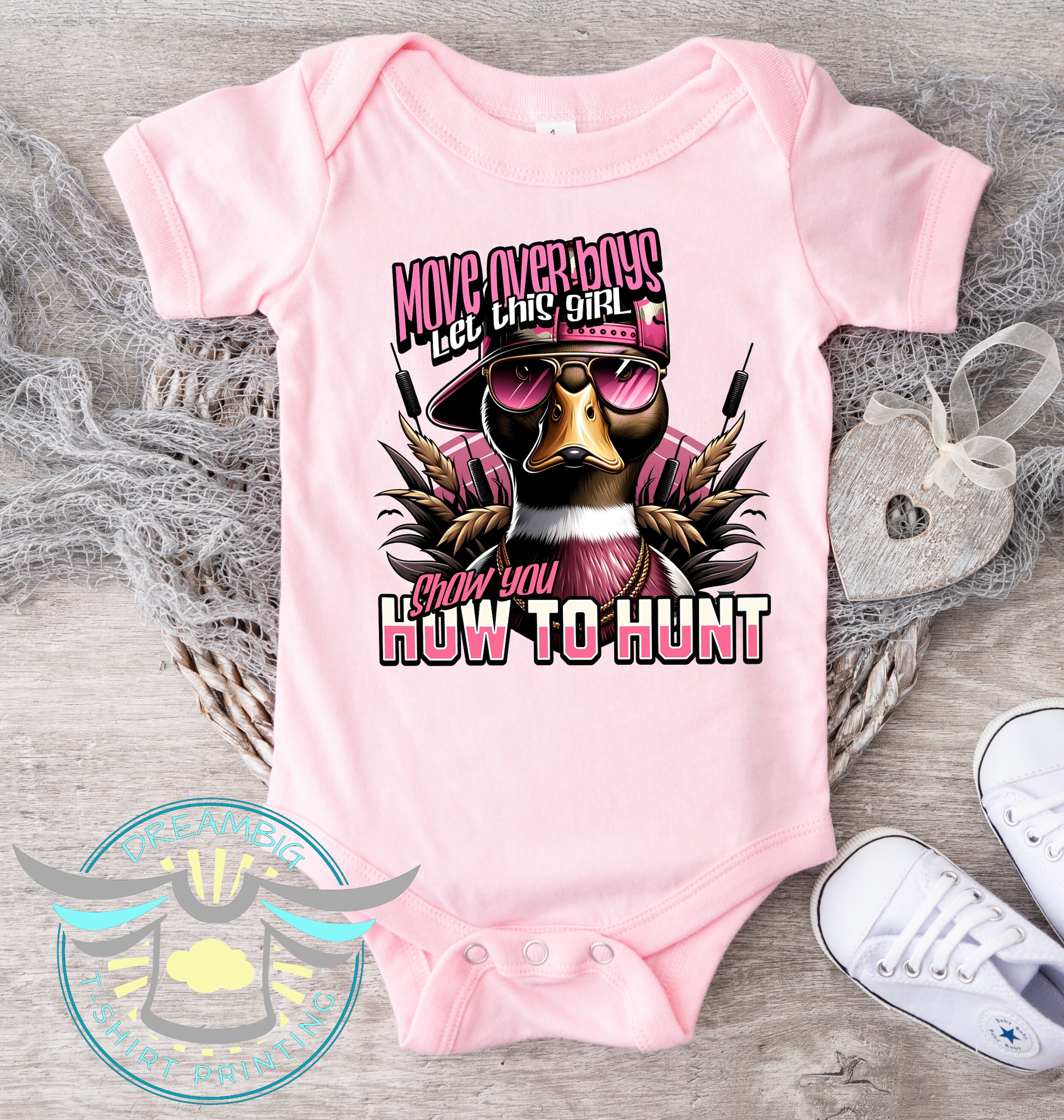 Duck Hunting Girl's Baby Onesie® Girls Like Duck Hunting Too, Move