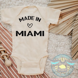 Made In Miami Baby Onesie® Florida State Pride Outfit, Baby Announcement, Pregnancy Reveal, Miami Baby Clothes, Newborn Babies First Outfit