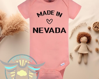 Made In Nevada Baby Onesie® State Pride Outfit, Baby Announcement, Pregnancy Reveal, Nevada Baby Clothes, Newborn Babies First Outfit