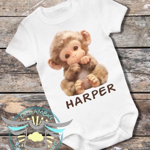 Personalized Monkey Baby Onesie® Cute Monkey Baby Outfit, Jungle Animal Clothes, Monkey Baby Clothes, Custom Baby Onesie® Baby Shower Gift