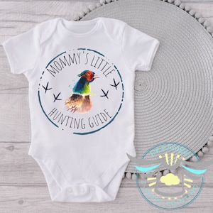 Pheasant Hunting Baby Onesie® Mommy&#39;s Little Hunting Guide Baby Onesie® Hunting, Pheasant, Country Boy, Outdoor, Hunting Buddy, Baby Gift