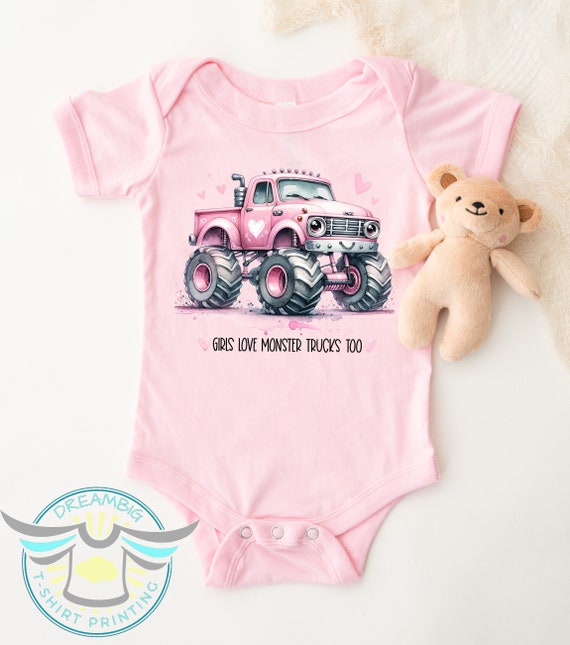 Monster Truck Shirt For Girls & Toddler - Gift Tshirt Pink Monster Truck Shirt For Girls & Toddler - Gift Tshirt Pink