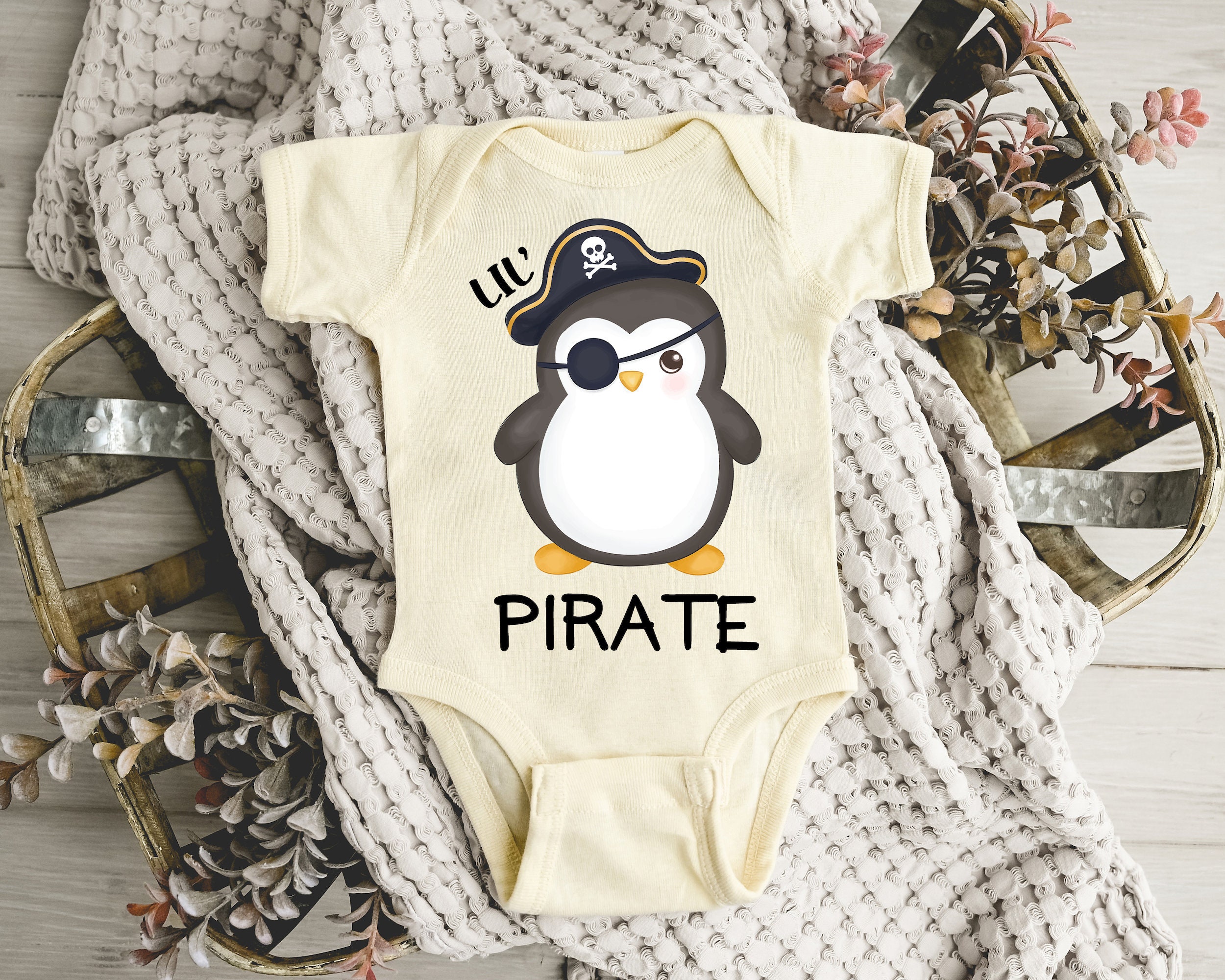 Pirate Penguin Baby Onesie® Baby Shower Gift, Lil Pirate Baby