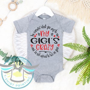 My Gigi's Crazy Baby Onesie® Gigi Baby Onesie® Baby Shower Gifts, Cute Baby Onesie® Grandparent Gifts, Cute, Trendy, Grandma, Bodysuit