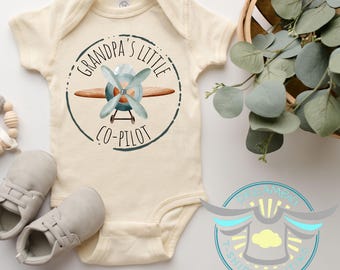 Grandpa's Little Co-Pilot Baby Onesie® Grandpa's Boy, Airplane Baby Onesie® Grandparents Gift, Planes, Flying, Grandpa's Girl, Cute, Trendy