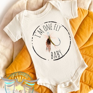 One Fly Baby Onesie® Fly Fishing Onesie® Nautical, Lake, Fishing Onesie® Biggest Catch, Gone Fishin', Cute Baby Onesie® Reel, Outdoors