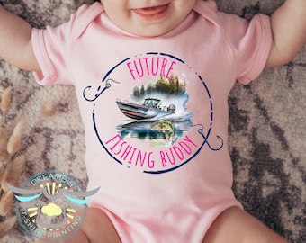 Fishing Baby Onesie® Daddy's Future Fishing Buddy Baby Onesie® Baby Shower, Cute Girl Baby Onesie® Daddy's Girl, Daddy's Buddy, Announcement