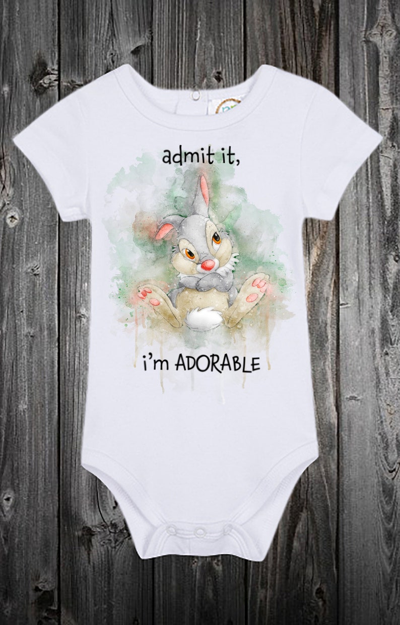 Baby Onesie Disney Thumper Rabbit Long Sleeve Onesie Baby Shower Disney Baby Clothes Disney Bambi Admit It I/'m Adorable Gift Idea