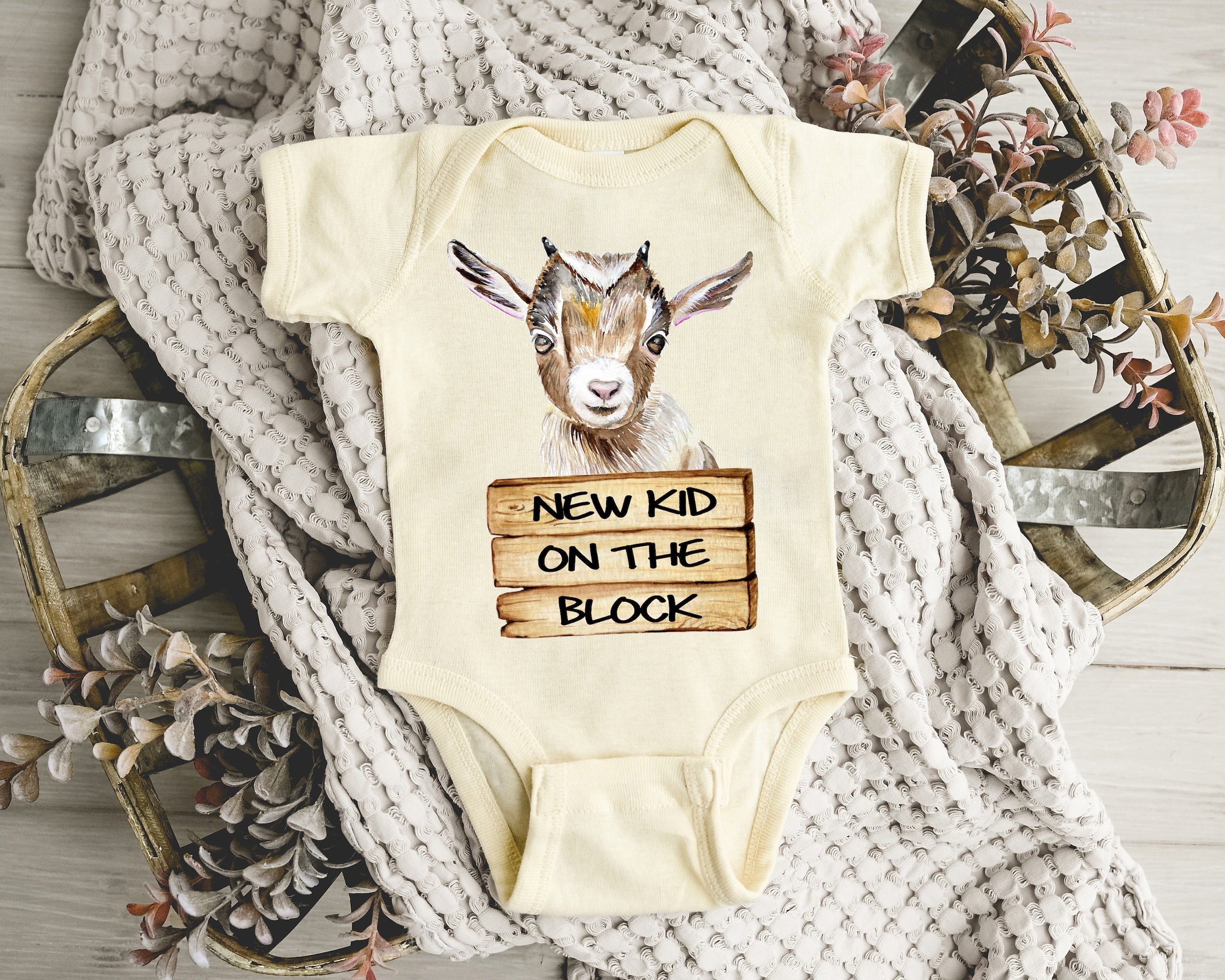 New Kid on the Block Baby Onesie Baby Goat Baby Shower Cute Baby Onesie Announcement Gender Reveal Newborn Cute Trendy Baby Boy Etsy UK