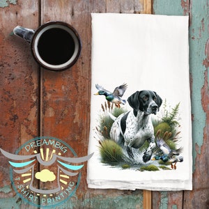 German Shorthaired Pointer Kitchen Towel, Tea Towel, Hunting Dog, Duck Hunting, Mallard Duck, Bird Hunting, House Warming, Dog Breed Towel